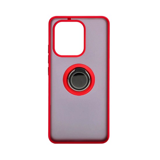 Capa com Anel de Suporte para Xiaomi Redmi Note 13 4G Vermelho Fumado